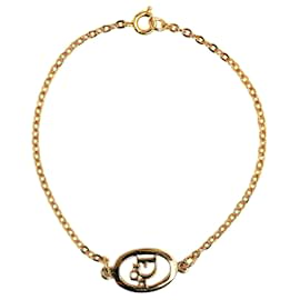 Dior-Bracelete Dior Gold Logo Charm-Dourado