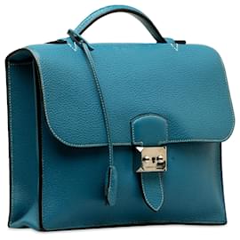Hermès-Hermès Blue Clemence Sac a Depeches 27-Blue