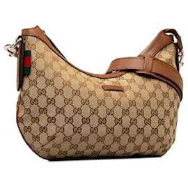 Gucci-Sac à bandoulière en toile GG marron Gucci-Marron,Beige