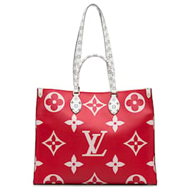 Louis Vuitton-Louis Vuitton Monogramme Rouge Giant Onthego GM-Rose,Rouge