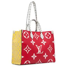 Louis Vuitton-Louis Vuitton Monogramme Rouge Giant Onthego GM-Rose,Rouge