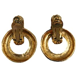 Chanel-Chanel Gold Double Hoop Clip On Earrings-Golden