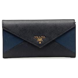 Prada-Zweifarbige Saffiano-Brieftasche im Umschlagdesign  1MH037-Andere