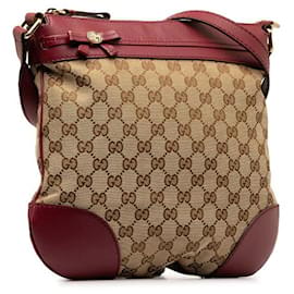 Gucci-Bolso de hombro de cuero con lazo Mayfair de lona GG de Gucci 257065 en buen estado-Otro