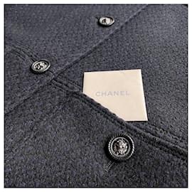 Chanel-Botones de CC de 9K$ Abrigo de Tweed París / Edimburgo-Azul marino