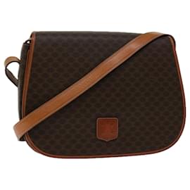 Céline-CELINE Macadam Canvas Bandolera Cuero PVC Marrón Auth ki4098-Castaño