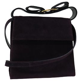 Salvatore Ferragamo Sac à main en daim 2façon Purple Auth 66859 Violet