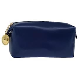Loewe-LOEWE Pouch Leather Blue Auth 67125-Blue