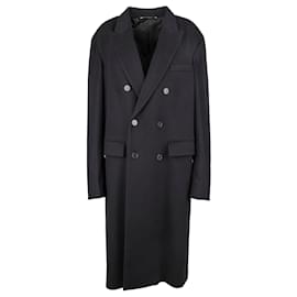 Valentino-Valentino Double Breasted Wool Coat-Black