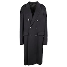 Valentino-Valentino lined Breasted Wool Coat-Black