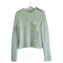 Prada-Prada AW23 Wool & Cashmere Utility Sweater-Light green