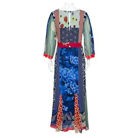 Etro-Vestido largo de seda con estampado múltiple en azul de Etro.-Multicolor