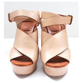 Chloé-Chloe chunky strap block heel sandals-Camel
