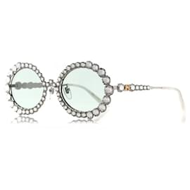 Gucci-Gucci - Oval Sunglasses with Swarovski Crystals-Silvery