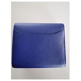 Hermès-Cartera CONSTANCE COMPACT-Azul