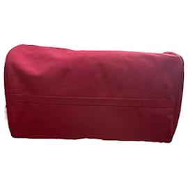 Lancel-Travel bag bowling 60/70s LANCEL coated canvas burgundy and natural epi leather-Beige,Dark red
