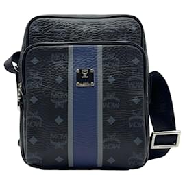 MCM-Bolsa de mensageiro MCM Visetos, bolsa de mão, bolsa transversal preta e azul.-Preto