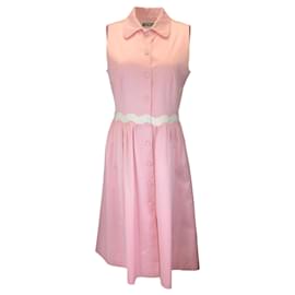 Autre Marque-Moschino Couture Vestido midi de algodão rosa sem mangas com botões na frente-Rosa
