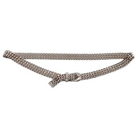 Autre Marque-Chanel vintage 1997 Cinturón plateado con cadena y hebilla adornada con logo-Plata