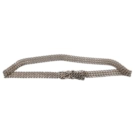 Autre Marque-Chanel vintage 1997 Cinturón plateado con cadena y hebilla adornada con logo-Plata