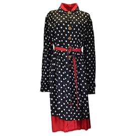 Autre Marque-balenciaga negro / Blanquecino / Vestido rojo reversible con cinturón y lunares-Multicolor