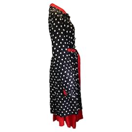 Autre Marque-Balenciaga-Schwarz / Nicht-gerade weiss / Rotes Wendekleid mit Gürtel und gepunktetem Punktmuster-Mehrfarben