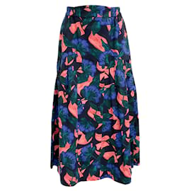 Autre Marque-Falda midi floral azul marino de Muveil-Multicolor