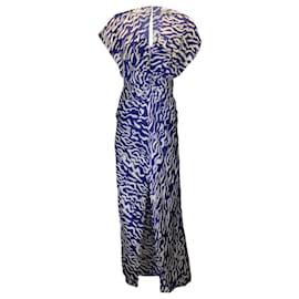 Autre Marque-Prabal Gurung Blue / White Printed Silk Maxi Dress-Blue