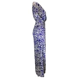 Autre Marque-Prabal Gurung Azul / Vestido maxi de seda estampado branco-Azul