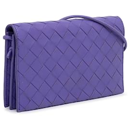 Bottega Veneta-Purple Bottega Veneta Intrecciato Wallet On Strap Crossbody Bag-Purple