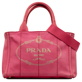 Prada-Petit cartable Prada Canapa rose avec logo-Rose