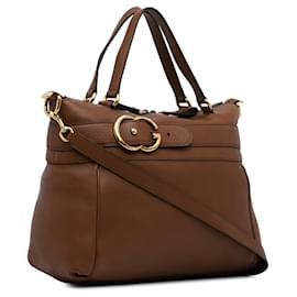 Gucci-Bolso satchel Gucci mediano de cuero con asa superior marrón-Castaño