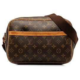 Louis Vuitton-Brown Louis Vuitton Monogram Reporter PM Crossbody Bag-Brown