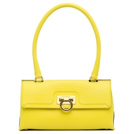 Salvatore Ferragamo-Yellow Ferragamo Trifolio Long Top Handle Handbag-Yellow