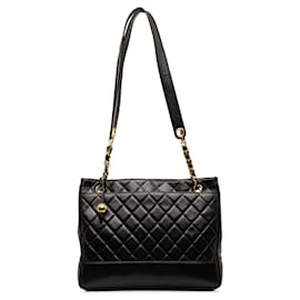 Chanel-Black Chanel Quilted Lambskin Tote-Black