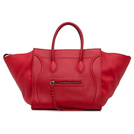 Céline-Red Celine Medium Phantom Luggage Tote-Red