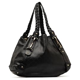 Gucci-Bolso de hombro Gucci Guccissima Horsebit Pelham negro-Negro