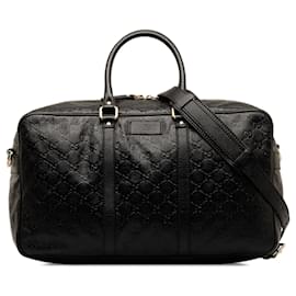 Gucci-Black Gucci Guccissima Travel Bag-Black
