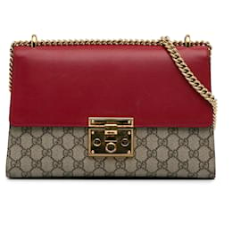 Gucci-Sac à bandoulière rouge Gucci Medium GG Supreme Padlock-Rouge