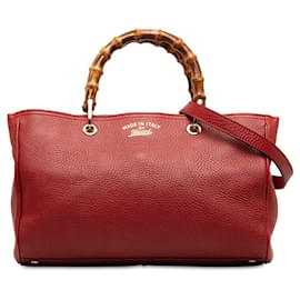 Gucci-Rote, mittelgroße Shopper-Tasche aus Bambus von Gucci-Rot