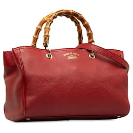 Gucci-Rote, mittelgroße Shopper-Tasche aus Bambus von Gucci-Rot