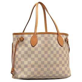 Louis Vuitton-Bolso tote blanco Louis Vuitton Damier Azur Neverfull PM-Blanco