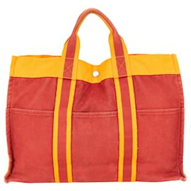 Hermès-Hermes Cotton Fourre Tote MM-Red