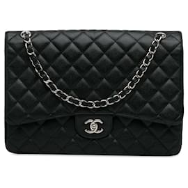 Chanel-Black Chanel Maxi Classic Caviar Single Flap Shoulder Bag-Black