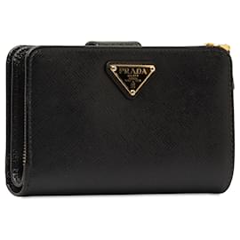 Prada-Black Prada Saffiano Leather Compact Wallet-Black