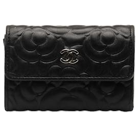 Chanel-Porte-cartes Chanel CC Camellia noir-Noir