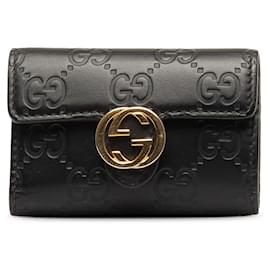 Gucci-Llavero negro con firma Gucci Guccissima Icon-Negro