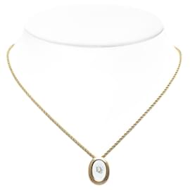 Dior-Gold Dior Oval Logo Pendant Necklace-Golden
