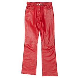 Dolce & Gabbana-Vintage Rojo Dolce & Gabbana Pantalones de Cuero Tamaño US S/M-Roja
