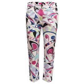 Jean blanc et multicolore à imprimé abstrait Emilio Pucci taille IT 42 Blanc